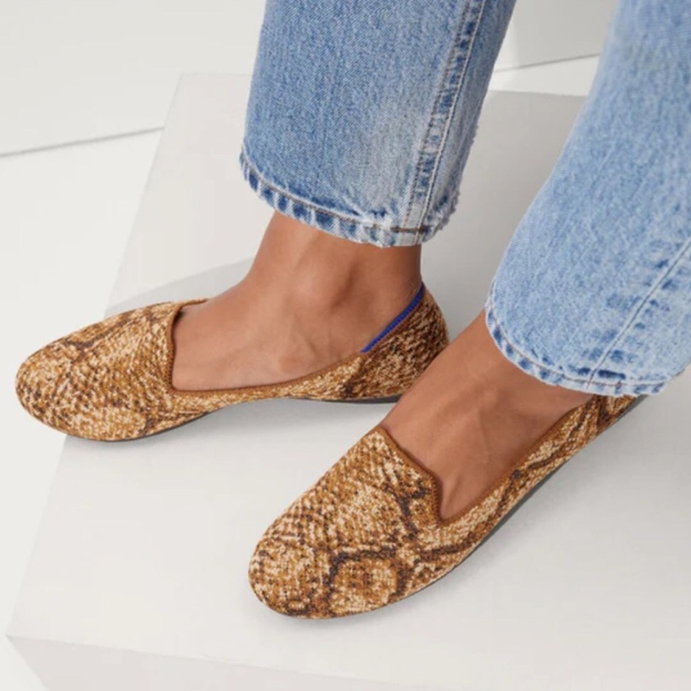 Rothy's The Loafer Bronze Python Slip On Flat VGC Size 11 Tan Brown Copper